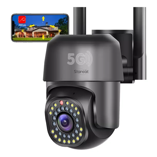 Starcat® Cámara De Seguridad 2.4g/5g Wifi Ptz 32led 390eyes Color Negro