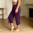 thumbnail image 5 of Mutghys Modal Cotton Pajama Pants for Women Scalloped Hem Solid Elastic Waist Capri Pants Home Relaxing Soft Comfy Casual Pajama Bottoms, 5 of 6