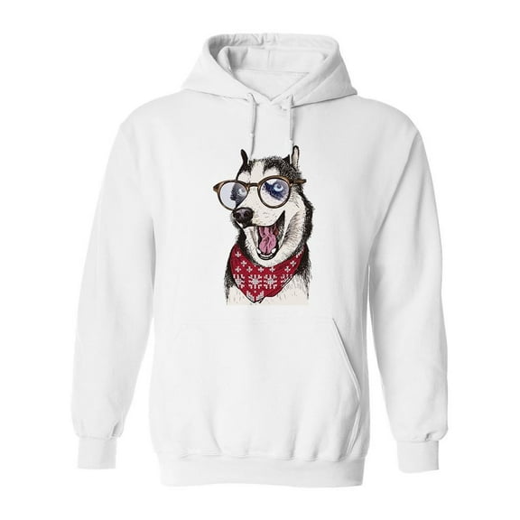 Portrait Of Husky With Glasses Hoodie Men -Image by Shutterstock, Male 3X-Large