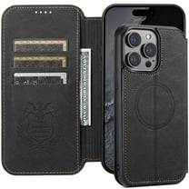 Mantto Wallet Case for iPhone 15 Plus,[Compatible with MagSafe] Retro Premium PU Leather Magnetic Folio Credit Card Slots Flip Kickstand Shockproof Slim Phone Case for Men Women,Black