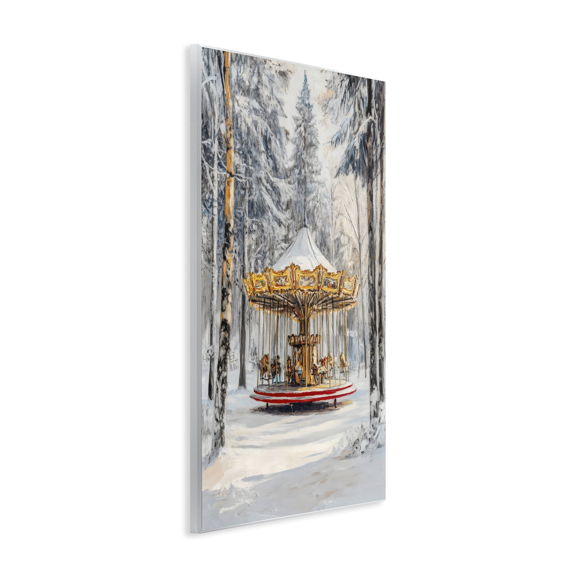 Winter Wonderland Carousel Wall Plaque Art, design by Petal Prints Design