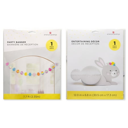 American Greetings Easter Party Supplies, Honeycomb Bunny Banner (2-Count)