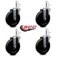 thumbnail image 2 of 5 Inch Hard Rubber Wheel Swivel 7/16 Inch Grip Ring Stem Caster Set SCC, 2 of 2