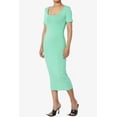 thumbnail image 3 of TheMogan Robe Midi Moulante Crayon en Coton Extensible à Manches Courtes et Encolure Carrée pour Femmes P-TG, 3 of 6