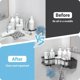 thumbnail image 4 of Organizador de estante de baño montado en la pared con marco triangular de hierro engrosado, estante de esquina de cocina, 4 of 6