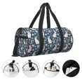 thumbnail image 5 of Xecao Cute Rabbit Floral print Round Travel Duffel Bag is a foldable gym bag with an inner pocket, perfect for travel sports, 5 of 8