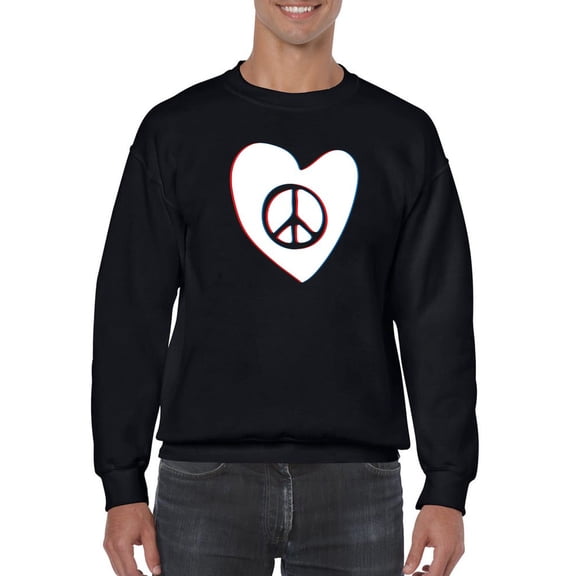Cute Heart With Peace Symbol Sweatshirt Men -GoatDeals Designs, Male Large