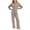 Beige, variant on Fashion Set For Women Autumn New Slim O Neck Zipper Coat Top Wide Leg Pants Two Piece Set Leisure Sportswear Sets Outfits