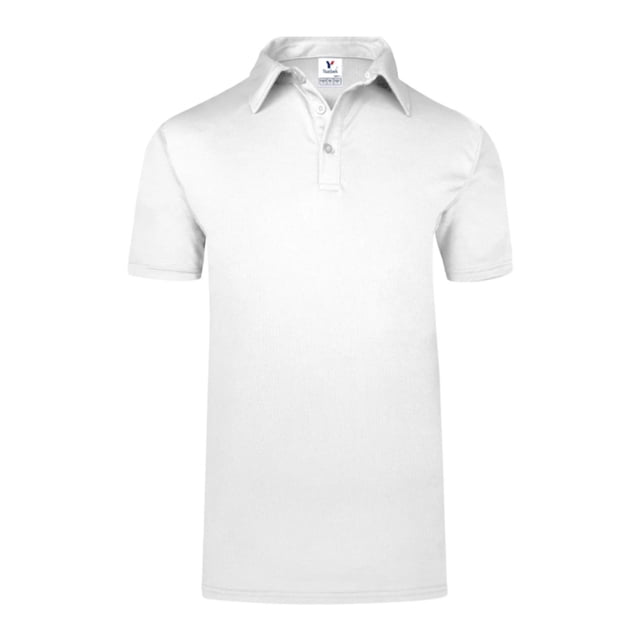 Playera Tipo Polo para Caballero, Color Blanco, Talla Mediana, 100% Poliéster. Yazbek C1502