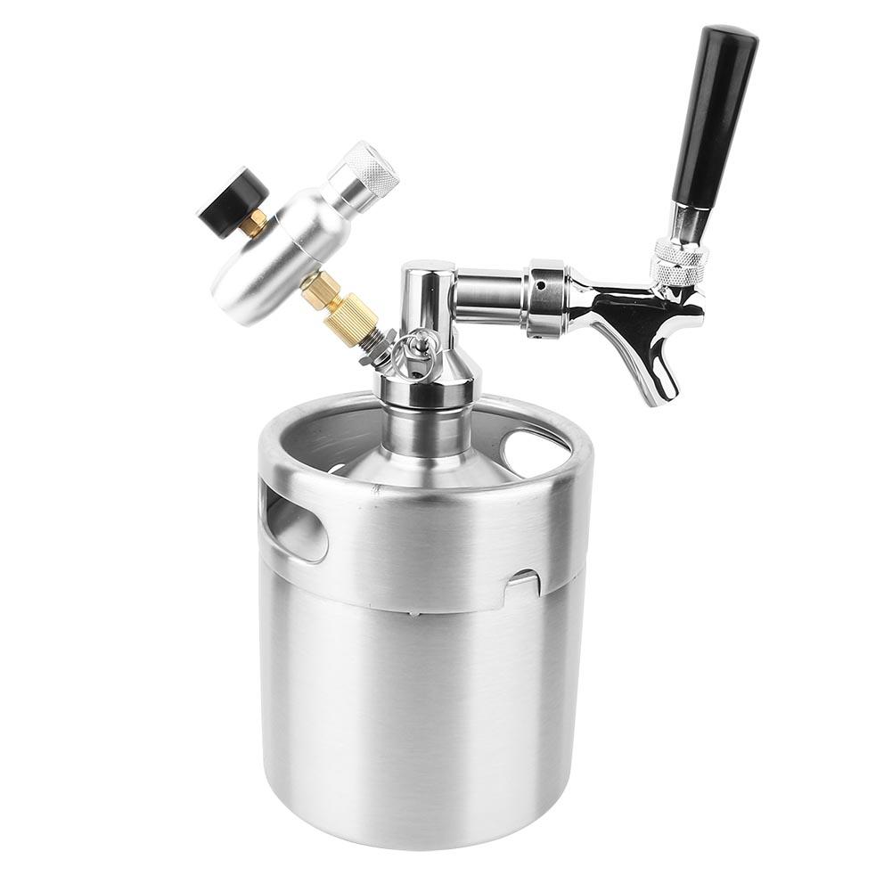 Mgaxyff Beer Barrel,1.8L Stainless Steel Beer Keg Wine Barrel Automatic Beer Container, Beer Keg