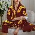 thumbnail image 6 of Pofeuu 2025 New Year 4 Print Womens Pajamas Set Long Sleeve Sleepwear Button Down Nightwear Soft Pj Lounge Sets Button Down Pajamas Women-XX-Large, 6 of 7