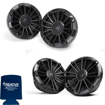 MB Quart Bundle- 1 Pair NP1-116 Premium Waterproof 6.5 Inch Marine Speakers with 1 Pair NP1-120 8" Premium Marine Speakers (Black Frame with Black, Silver and White Grills Included)