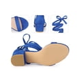thumbnail image 2 of BLISSFUL STEP Strappy Heels Open Toe Block Heel Lace Up Sandals for Women Royal Royal Blue 8.5, 2 of 6