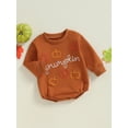 thumbnail image 2 of Halloween Baby Boy Girl Outfit Pumpkin Long Sleeve Sweatshirt Romper Fall Bubble Bodysuit Newborn First Halloween Costume, 2 of 8
