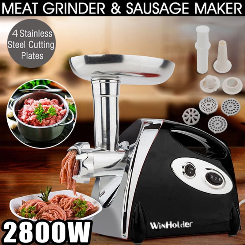 Black Electric Meat Grinder Mincer Sausage Stuffer Kitchen Machine 2800W 4Blades 