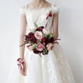 thumbnail image 5 of Burgundy Dusty Pink Rose Bouquet - with Eucalyptus perfect Flowers, 5 of 5