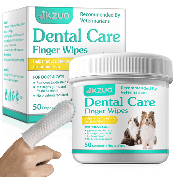 Petpya Dogs & Cats Pet Teeth Cleaning Wipes,Gentle Cleaning & Gum Care Pet Wipes,All Natural, Non-Irritating Ingredients,Reduces Plaque & Freshens Breath Finger Pet Wipes 100 PCS