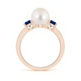 thumbnail image 2 of Angara Freshwater Cultured Pearl & Blue Sapphire Engagement Ring in 14K Rose Gold for Women | June Birthstone Jewelry for Her, 2 of 8