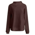 thumbnail image 4 of Women's Oversized Sweatshirts Spring Fall Trendy Casual Loose Turtleneck Solid Color Split Long Sleeve Loose Hoodless Sweatshirt Pullover Top Brick Red-L, 4 of 4