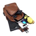 thumbnail image 3 of Arcticice PU Leather Sling Bag for Men with with 4 Multiple Pockets, Cross Body Bag with Earphone Hole USB Charging Port, Brown, 3 of 5