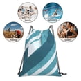 thumbnail image 6 of Leisure Draw String Mouth Backpack 16 X 14 Woven Band Durable Not Easy To Fall Off In Travel Portable Draw String Design Cyan Stripe_4, 6 of 8