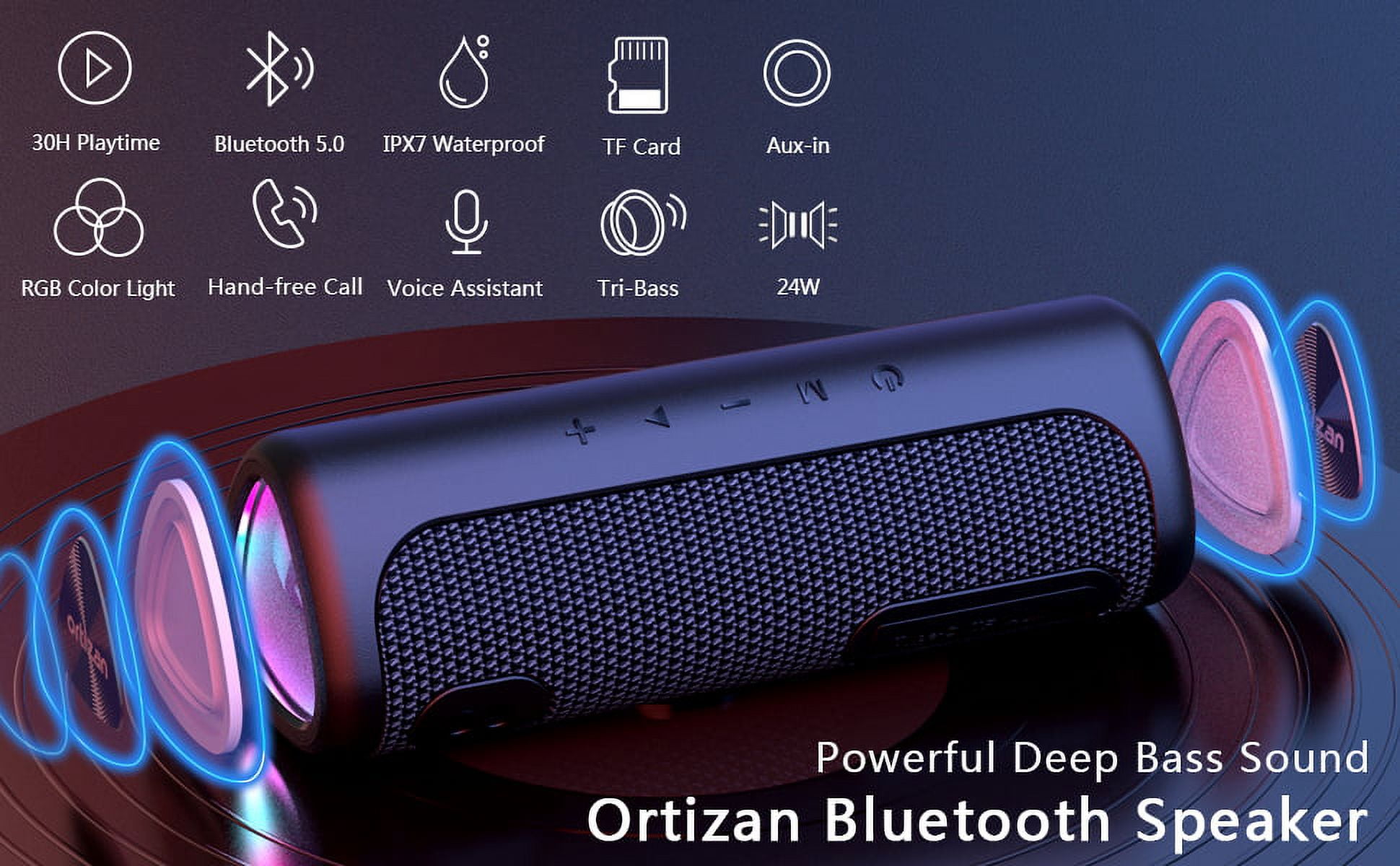 Ortizan M7 Portable Wireless Triangle Bluetooth Speaker with 24W Loud Stereo Sound, IPX7 Waterproof Outdoor Speakers