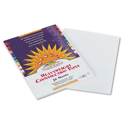 New SunWorks Construction Paper, 58lb, 9 x 12, White, 50/Pack,Each