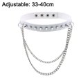 thumbnail image 2 of Punk Goth Metal Spike Studded Link Leather Collar Choker Necklace-9white, 2 of 5