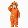 thumbnail image 5 of NOLDARES Halloween Pumpkin Onesie Family Matching Pajamas Plush Snug Hooded Jumpsuit One Piece Loungewear Cosplay Costume(Orange,18-24 Months), 5 of 9