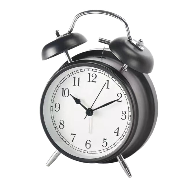 EGNMCR Petit Réveil en Métal à Double Cloche, Silencieux, Sans Tic-Tac, Veilleuse, Réveil