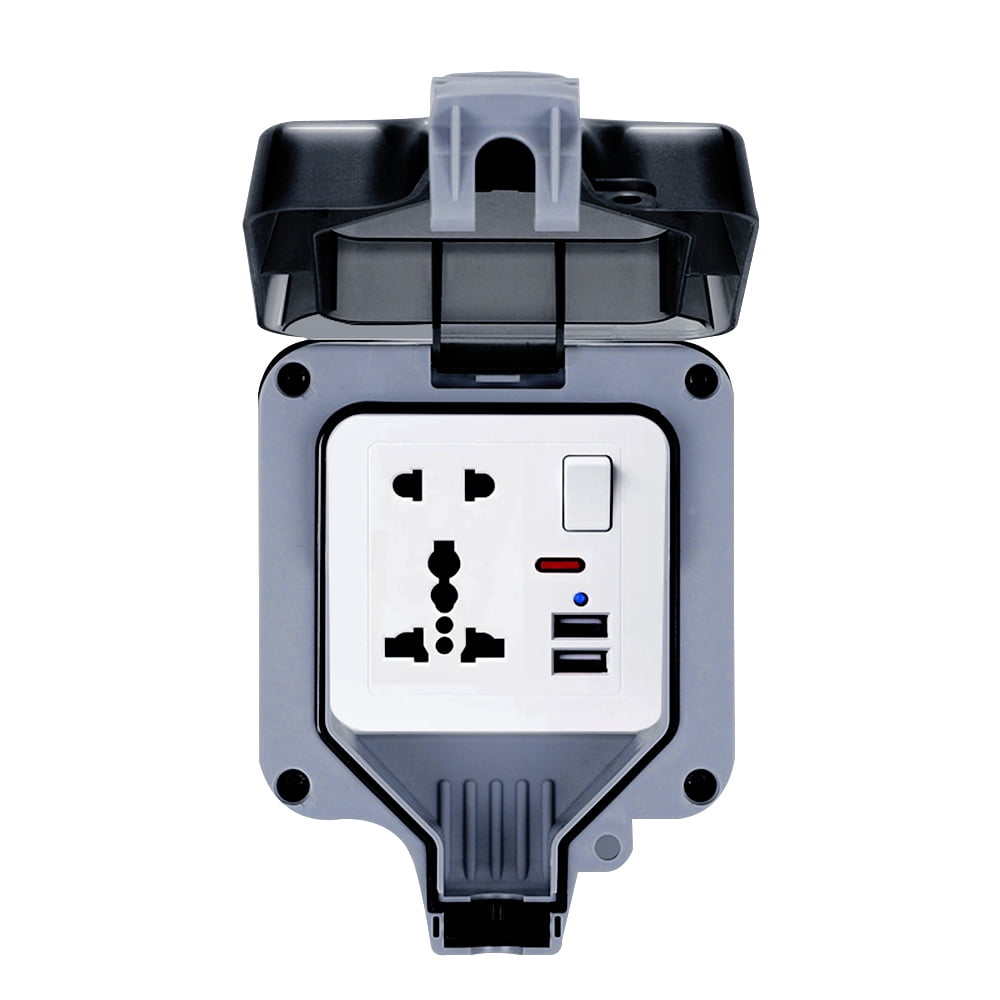 MeAddHome Outside Waterproof Universal Socket with Dual USB Wall