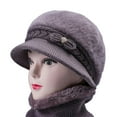 thumbnail image 2 of Prolriy Winter Hats for Women, Women's Woolen Knitted Warm Basin Hat Padded Cotton Hat Womens Hats Dark Blue, 2 of 6