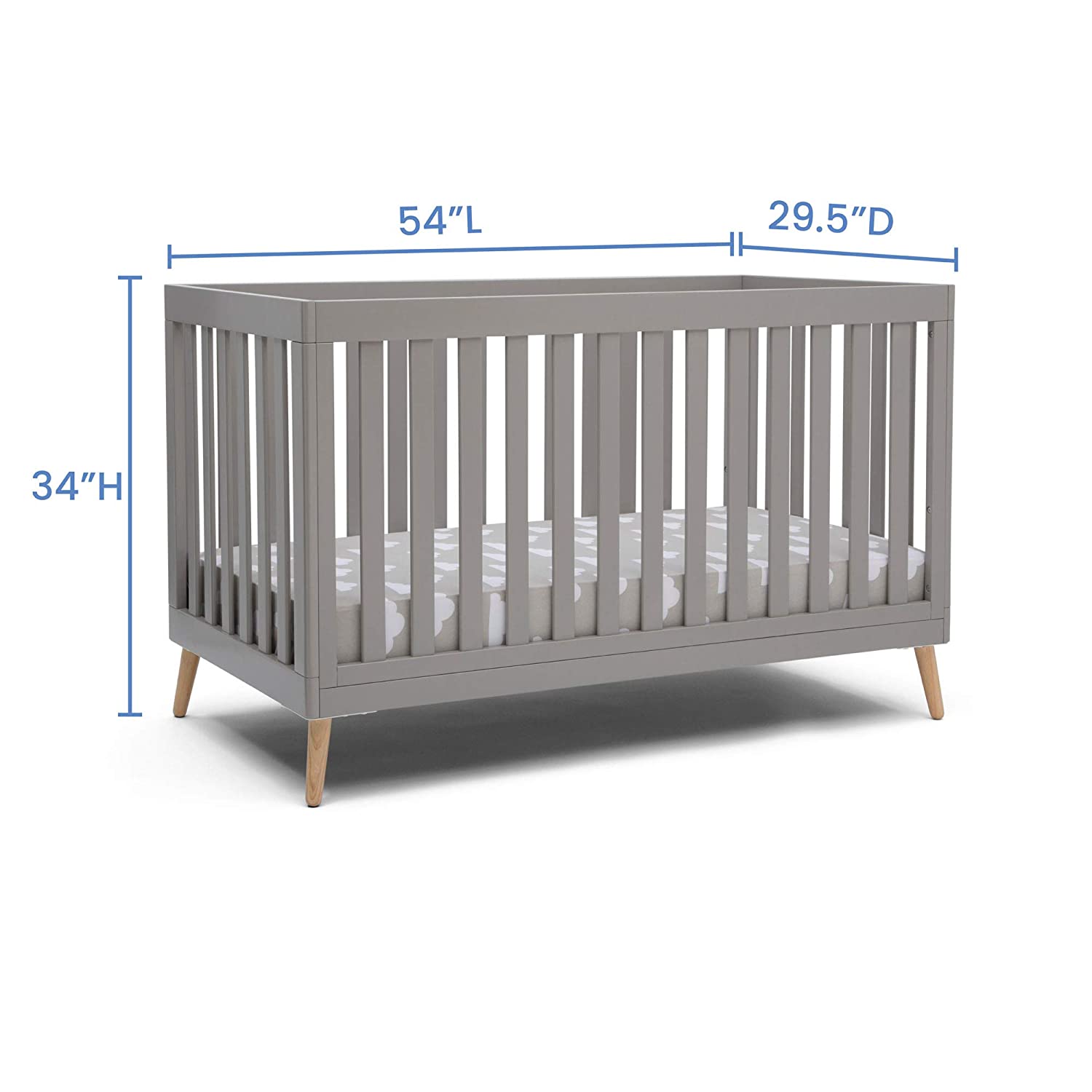 Delta Children Essex 4-in-1 Convertible Baby Crib, Grey with Natural Legs Crib Grey - image 5 of 12