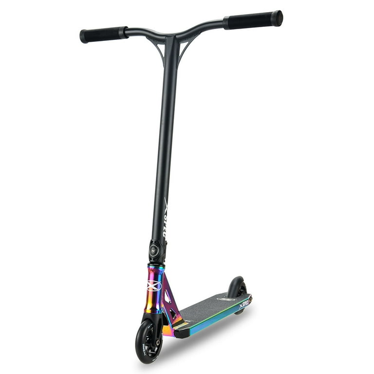 Xspec Oil Slick Neo Chrome Pro Stunt Kick Scooter, Rainbow Trick