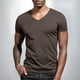 thumbnail image 4 of Blusas y camisas de manga corta con cuello en V para hombre, blusas casuales de verano a la moda de color liso con cuello en V y manga corta para hombre., 4 of 7