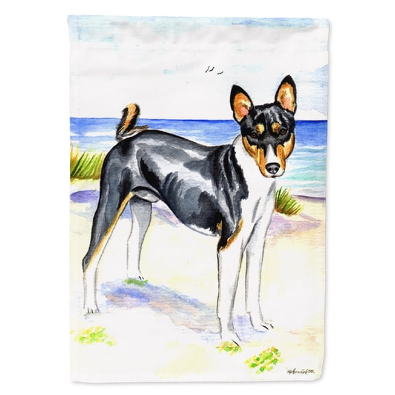 Carolines Treasures 7109-FLAG-PARENT Tricolor Basenji at the beach Flag multicolor