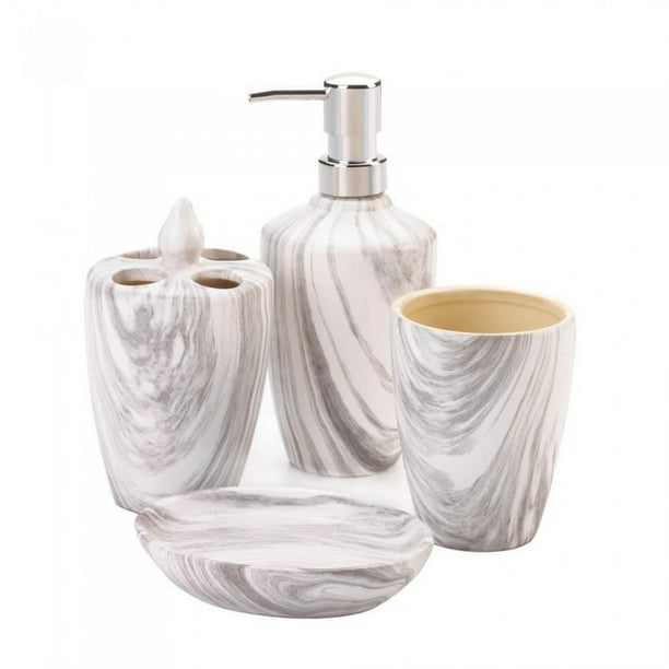MARBLE PRINTED BATH ACCESSORY SET
