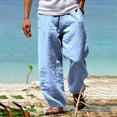 thumbnail image 3 of Akiihool Men's Summer Pants for Work Mens Casual Pants Loose Fit Elastic Drawstring Waist Pants (Light Blue,4XL), 3 of 5