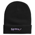 thumbnail image 5 of Space Rocketship Embroidered 12 Inch Long Knitted Beanie - Black OSFM, 5 of 5