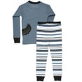 thumbnail image 2 of LazyOne Warm Long-Sleeve PJ Sets for Girls and Boys, Bear Hug Blue Stripe, Funny Animal Kids' Pajama Sets, 2 of 4