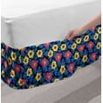 thumbnail image 2 of Floral Bed Skirt, Colorful Hand Drawn Inspired Arrangement of Flowers Leaves Illustration, Elastic Bedskirt Dust Ruffle Wrap Around for Bedding Decor, 4 Sizes, Azure Blue Yellow Coral, by Ambesonne, 2 of 2