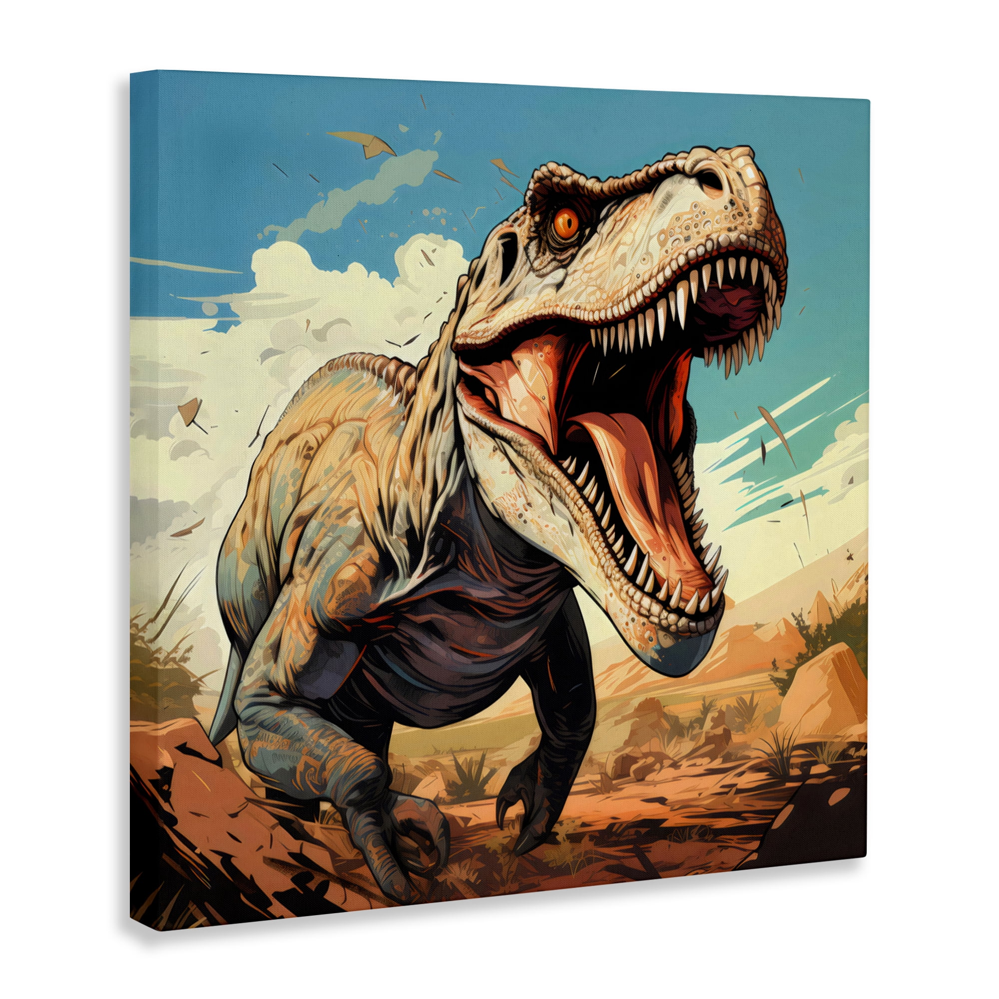 Stupell Industries Velociraptor Desert Sunset Canvas Wall Art, design by Creative Studio