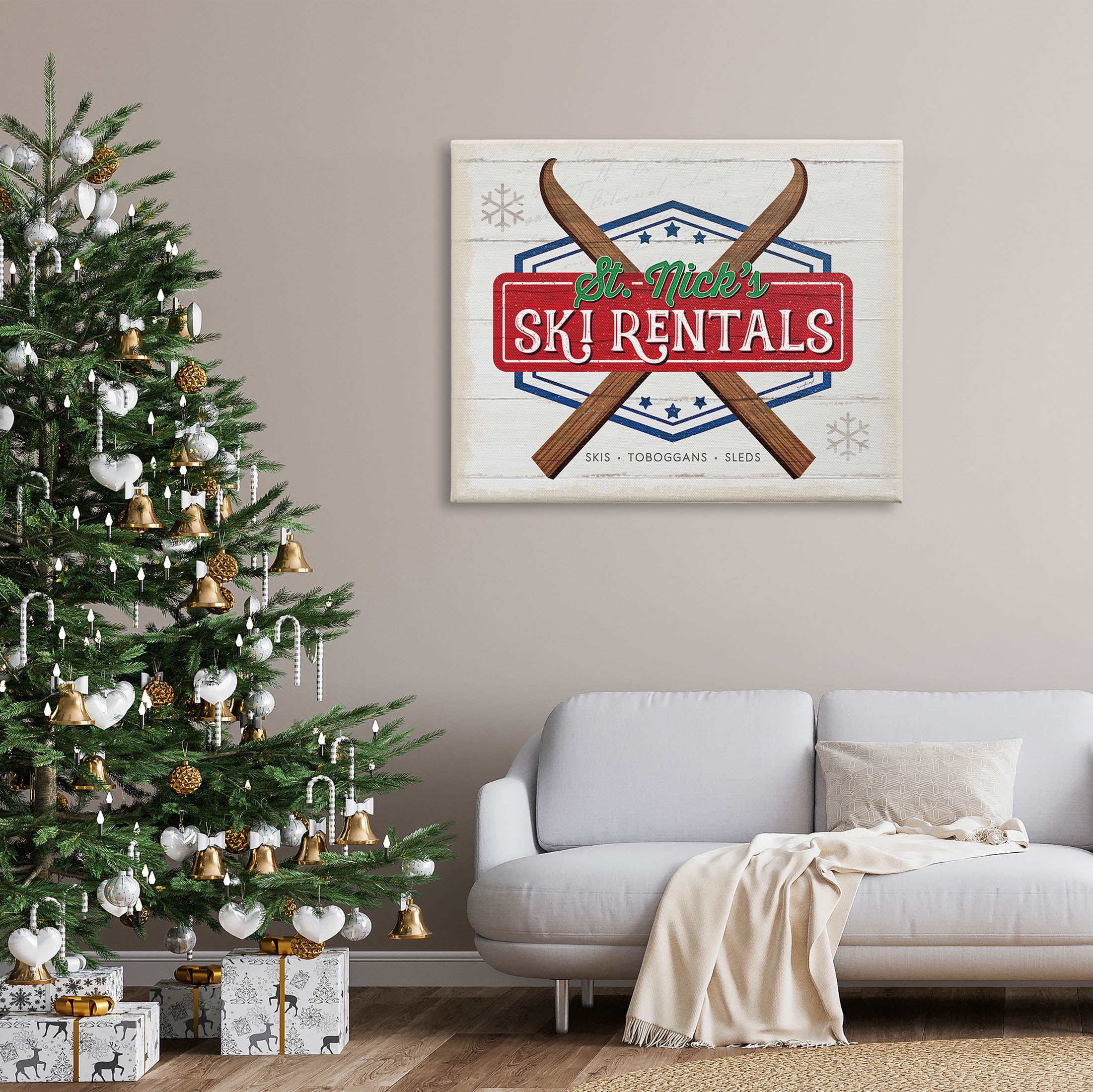 Stupell Industries St. Nick's Ski Rentals Vintage Graphic Art Gallery Wrapped Canvas Print Wall Art, Design by Jennifer Pugh