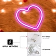 thumbnail image 3 of 1 letrero de neón de corazón rosa, luz de neón LED alimentada por batería o USB para fiesta, lámpara de decoración del hogar, luz de decoración de mesa y pared para decoración, 3 of 5