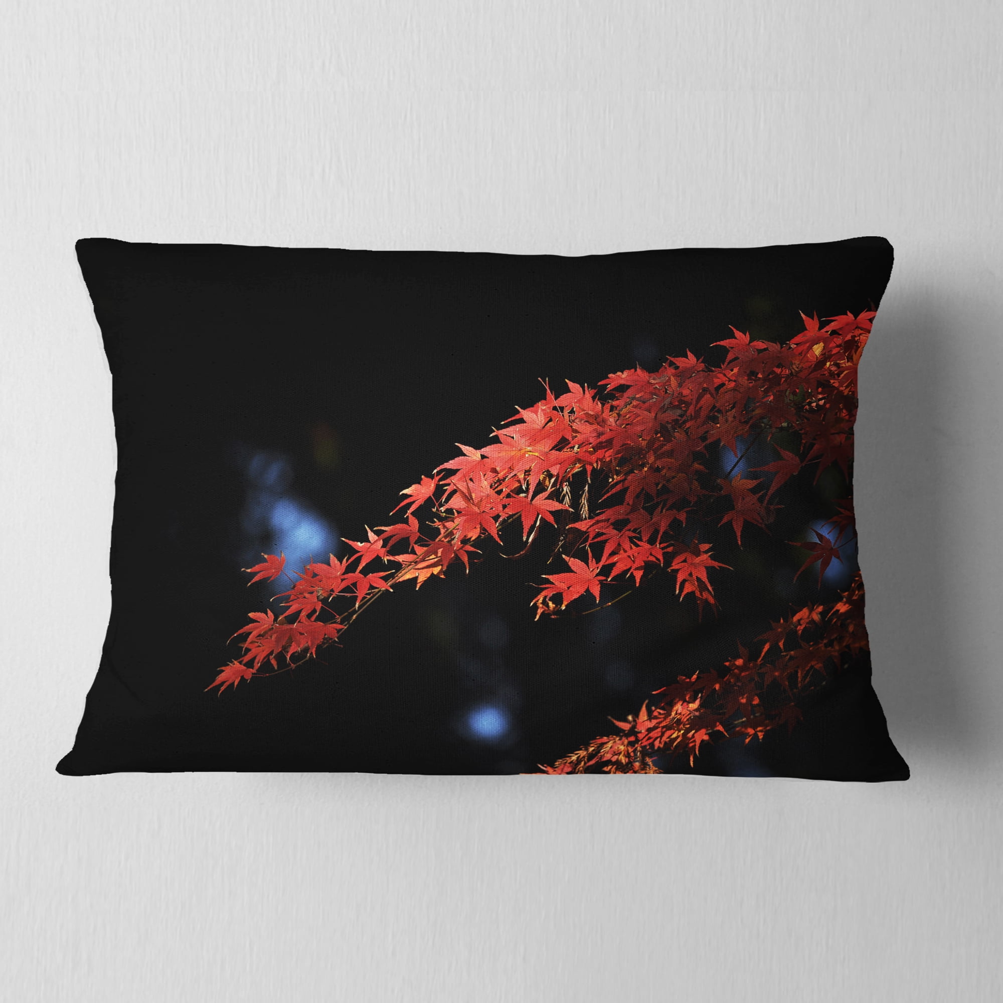 Designart Fall Foliage of Maple Leaves - Abstract Throw Pillow - 12x20