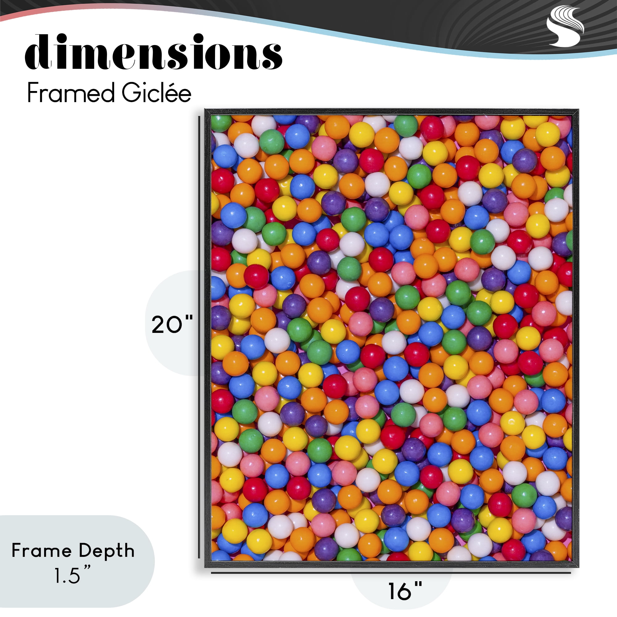 Stupell Industries Colorful Gumballs Close Up Black Framed Giclee Art, design by LISH Creative
