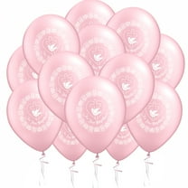 PMU 11 Inches Round Pearl Pink Baptism Dove Latex Balloon Pkg/25