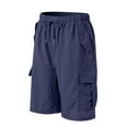 thumbnail image 4 of felwors Women's Elastic Drawstring Waist Cargo Shorts Lightweight Multi-Pocket Utility Summer Casual Shorts (Navy, M), 4 of 8