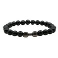 thumbnail image 2 of RuiJiao Unisex Natural Stone Dumbbell Bracelets - 8mm Black Matte Stone Beads, Fitness-Inspired Jewelry for Men and Women, Perfect Gift Set, 2 of 7