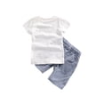 thumbnail image 2 of Lovely Baby Kid Boy Casual Dinosaur T-shirt+Striped Shorts Set Outfits Cute, 2 of 4